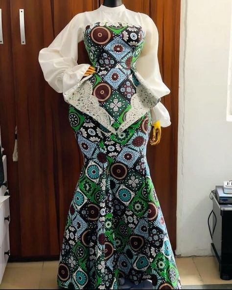 Latest and Best of Ankara Peplum Blouses and Skirts. Stylish Ankara Styles For Ladies, Latest Peplum Styles, Latest Long Ankara Dress Styles, Ankara Peplum Blouse And Skirt, Ankara Blouse And Skirt, Wax Styles, Ankara Peplum Blouse, Shape Gown, Skirt And Blouse Ankara