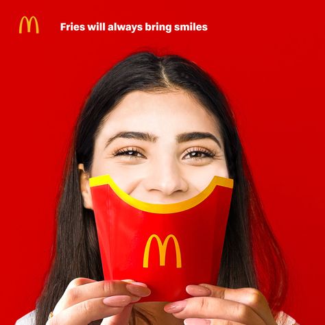 McDonald's: Fries will always bring smiles • Ads of the World™ | Part of The Clio Network Mcdonalds Ads Creative Advertising, Smile Creative Ads, World Smile Day Creative Ads, Burger Advertising, Mcdonalds Ads, French Fries Day, Mcdonald's Fries, Mcdonald French Fries, Georgia Art