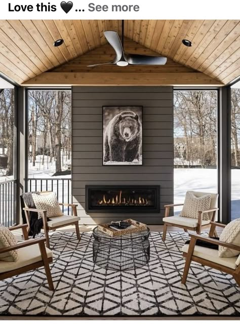 Sunroom Remodel, Screen Porches, All Season Room, Screened Porch Designs, Three Season Room, Porch Fireplace, Porch Remodel, Porch Addition, Sunroom Designs