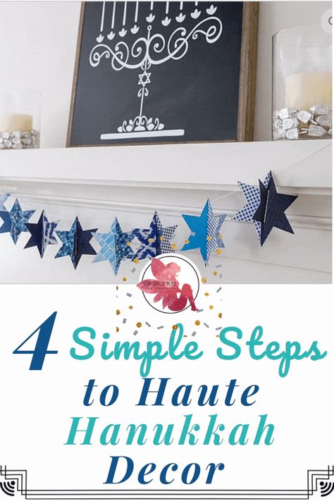 Gone are the days where you need to DIY your own Hanukkah decorations. In 4 easy steps, I’ll show you how to style your home with Haute Hanukkah Décor that is fun, functional, and family-friendly! These steps are great for traditional décor, boho homes, Farmhouse style and glitzy holiday décor. It’s easy, no muss, no fuss, just festive and light. #holidaydecor via @ShanaLouSutton Chanukah Decorations Decorating Ideas, Chanukka Decorations, Diy Chanukah Decorations, Haunakka Decor, Chanukah Decorations Diy, Diy Hannukah Decorations, Decorating For Hanukkah, Hanukkah Crafts For Adults, Hanukkah Door Decorations For School