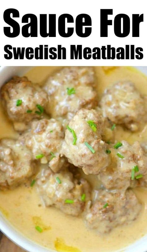 Easy Swedish meatball sauce with sour cream. Use homemade or frozen meatballs with this homemade sauce. Serve over egg noodles or potatoes. Swedish Meatball Recipe With Sour Cream, Easy Swedish Meatball Sauce, Swedish Meatball Sauce Recipe, Meatball Sauce Recipe, Sauce With Sour Cream, Meatballs Sauce Recipe, Swedish Meatball Sauce, Easy Swedish Meatball Recipe, Homemade Swedish Meatballs