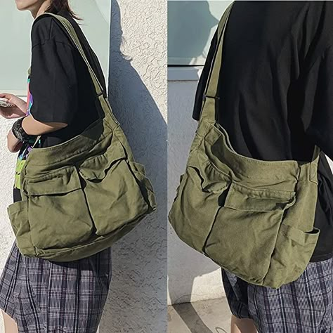 Amazon.com: Canvas Shoulder Bag Large Hobo Crossbody Bag with Multiple Pockets Canvas Messenger Tote Bag for Women and Men : Clothing, Shoes & Jewelry Messanger Bag, Hobo Tote Bag, Hobo Crossbody Bag, Canvas Messenger Bag, Canvas Crossbody Bag, Crossbody Tote Bag, Cute Tote Bags, Big Bags, Denim Bag