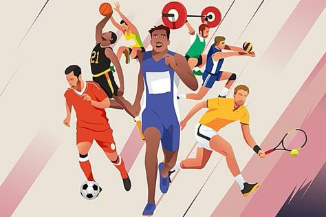 Sports Day Poster, Sports Illustrations Art, Sports Illustrations Design, National Sports Day, Frases Fitness, Sports Illustration, Sport Poster Design, Sports Poster, Sport Illustration