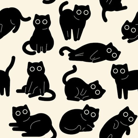 Black Cat Illustration Cute, Cute Black Cat Cartoon, Black Cat Drawing Aesthetic, Black Cat Drawing Sketches, Cat Cartoon Funny, Cat Illustration Design, Black Cat Photo, Funny Cat Illustration, Chat Illustration