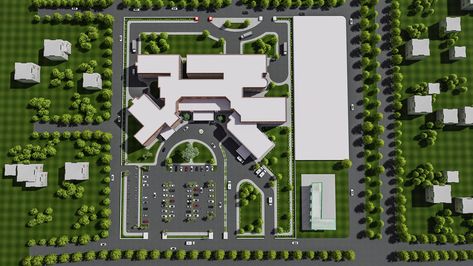 Community Hospital Architecture, Site Development Plan, Hospital Design Architecture, Site Plan Design, Hospital Plans, Models Architecture, Architecture Site Plan, Modern Hospital, Train Station Architecture