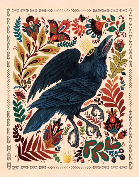 Arte Folk, Raven King, Bone Art, Unframed Wall Art, Crows, Ravens, Black Bird, Bird Art, Artsy Fartsy