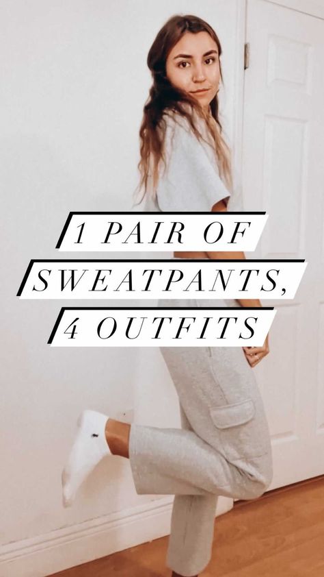 titimontiel on Instagram: Just 4 casual outfits with the same pair of sweatpants ✔️ #sweatpants #casualoutfits @nastygal What To Wear With Gray Sweatpants, Cargo Sweats Outfit, Cute Outfits Sweatpants, What To Wear With Grey Sweatpants, Cargo Sweatpants Outfit, White Sweatpants Outfit, Gray Sweatpants Outfit, Outfits Sweatpants, Cute Sweatpants Outfit