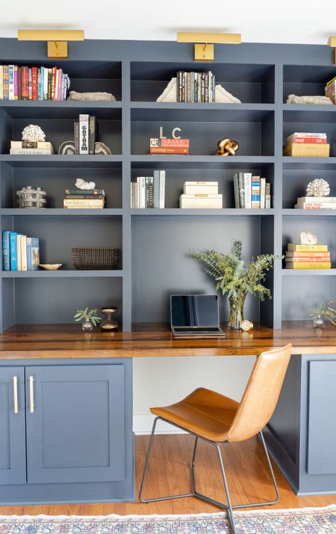 Transitional Home Office, Before After Kitchen, I Spy Diy, Home Library Design, Home Libraries, Transitional House, Built In Desk, Home Office Space, I Spy