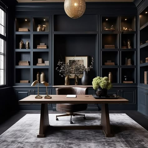 Masculine Home Office, Home Wine Bar, Office Inspo, Office Makeover, Custom Built Homes, Inviting Home, Library Design, Home Office Ideas, Home Offices