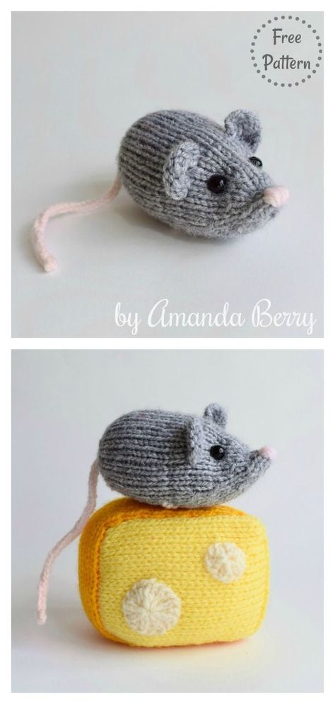 Nibbles the Mouse Free Knitting Pattern Knitted Mice Patterns Free, Knit Mouse Pattern Free, Mouse Knitting Pattern, Knitted Mouse, Christmas Knitting Projects, Knitted Dolls Free, Knitted Stuffed Animals, Alpaca Toy, Amigurumi Knitting