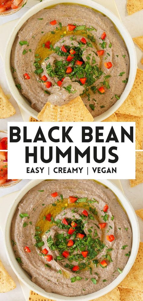 Black Bean Hummus Black Bean Hummus Recipe, Hummus Without Tahini, Black Bean Hummus, Bean Hummus, Low Calorie Vegan, Black Bean Dip, Extra Protein, Healthy Appetizer Recipes, Vegan Black Bean