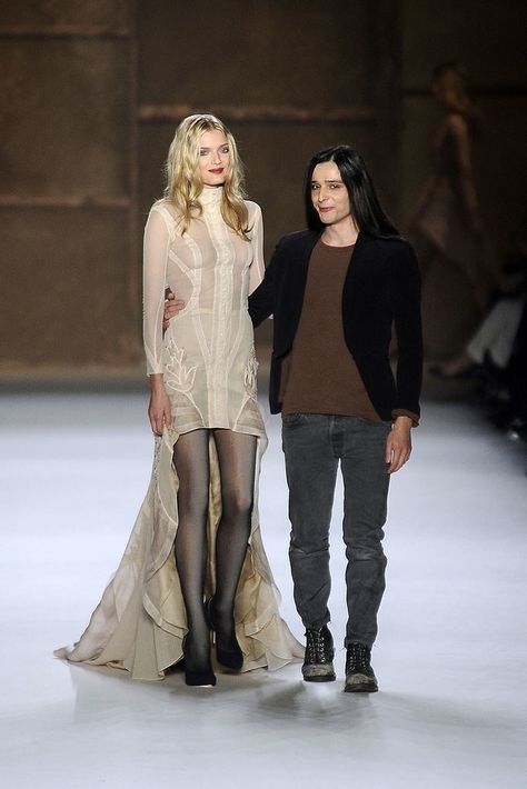 Lily Donaldson and Olivier Theyskens Olivier Theyskens, Carmen Kass, Cover Of Vogue, Celebrity Closets, Lily Donaldson, Satin Wedding Gown, Dresses For Weddings, Victoria's Secret Fashion Show, Iconic Dresses