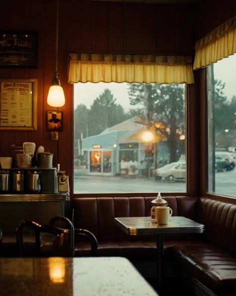 Welcome to my cozy corner, where every cup of coffee feels like home. ☕✨ Inspired by the charm of Luke's Diner, it’s a place where the hum of rainy days and the aroma of fresh pie create a world of warmth. Let’s celebrate the simple joys of small-town magic and golden November mornings. 🍂💛 #lukesdiner #cozycorner #gilmoregirls #rainydays #coffeeaddict #smalltown Spooky Cafe Aesthetic, Small Diner Restaurant Ideas, Diner Coffee Aesthetic, Small Town Cafe Aesthetic, Fall Small Town, Small Town Coffee Shop Aesthetic, Small Town Core, Small Town Vibes, Small Town Mystery Aesthetic