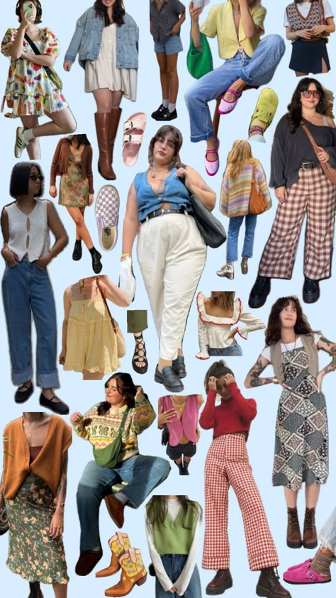 outfit inspo moodboard #outfitinspo #outfit #fashion #indie Indie Outfit Inspo, Eclectic Outfits, Teacher Fits, Estilo Indie, European Summer Outfits, Cold Outfits, Spring Fits, Eclectic Fashion, Indie Fashion