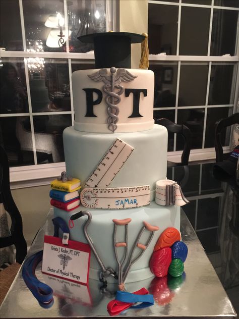 Physical therapy cake Neurology Graduation Party, Physical Therapy Cake Graduation, Physical Therapist Graduation Party, Cake For Physiotherapist, Travel Physical Therapist, Physical Therapist Graduation Pictures, Physical Therapy Graduation Party Ideas, Physical Therapy Cake Ideas, Physical Therapy Student Graduation Pictures