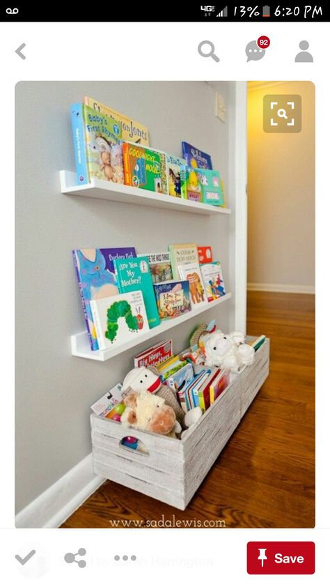 Bookshelf Corner, Gender Neutral Kids Room, Kids Room Bookshelves, Neutral Kids Room, Crate Bookshelf, Montessori Bedroom, Yellow Nursery, Bookshelves Diy, Toddler Bedrooms