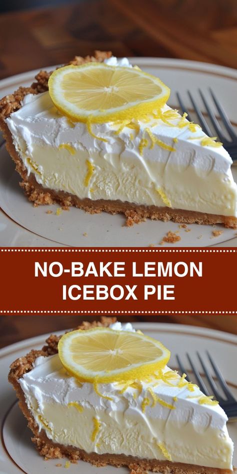 Discover the ultimate no-bake lemon icebox pie recipe! This easy-to-make dessert features a creamy filling with a zesty lemon flavor, all nestled in a graham cracker crust. Perfect for summer gatherings or anytime you crave a refreshing treat. Lemon Blueberry Icebox Pie, Things To Make With Lemon Pie Filling, Dessert With Lemon Pudding, Ultimate Lemon Cake, Lemon Dessert With Graham Cracker Crust, Lemon Freezer Pie, Lemon Ice Box Pie Recipe Eagle Brand, Easy Lemon Meringue Pie Recipe Simple, Lemon Pie With Graham Cracker Crust