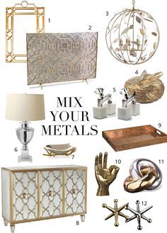 Oil and water. Cellphones and swimming pools. Toothpaste and orange juice. Me and my alarm clock… Some things just don’t mix well together. You may have heard this unfortunate design rumor about mixing metals, but it’s time to dispose of that outdated advice. Combining silver, gold, brass, or iron (just to name a few), is a … Mixing Metals, Farmhouse Side Table, Cute Dorm Rooms, Design Websites, Design Apartment, Home Decor Tips, Metal Decor, Design Interior, Home Interior