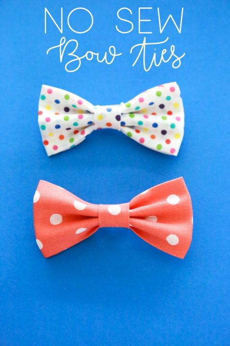 These DIY No Sew Bow Ties are so easy to make and lets face it – they’re adorable, too! Homemade Bow Tie, Sew Bow Tie, How To Make A Bowtie, Dog Bow Tie Diy, Sewing Tips For Beginners, Bow Tie Tutorial, Sew Bow, Tie Tutorial, No Sew Bow