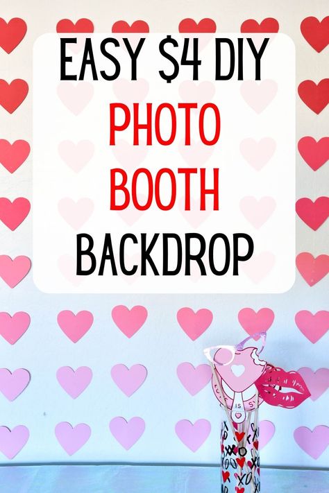 Valentines Diy Backdrop, Valentines Diy Photo Backdrop, Photo Booth For Valentines Day Ideas, Valentines Backdrop Photo Booths, Valentine's Photobooth Ideas, Photo Booth Valentines Day, Valentine Backdrop Ideas Diy, Valentine’s Day Backdrop, Easy Valentine’s Day Photo Backdrop