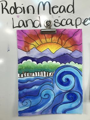 Landscape Art For Kids, Landscape Art Lessons, 4th Grade Art, 5th Grade Art, 3rd Grade Art, Art And Craft Videos, Harry Potter Crafts, Elementary Art Projects, Homeschool Art