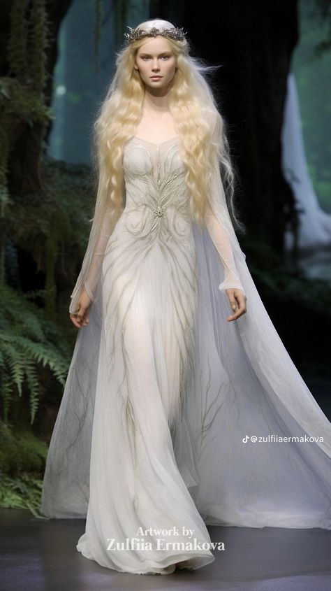 Galadriel Dress, Elvish Wedding, Lotr Wedding, Queen Wedding Dress, Looks Rihanna, Elven Dress, Ethereal Dress, Ethereal Wedding, Fantasy Dresses