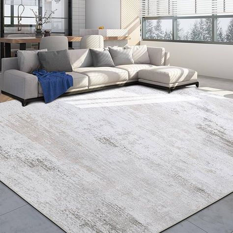 Amazon.com: BALAPET 10x14 Modern Abstract Area Rug for Living Room Bedroom, Large Machine Washable Boho Floor Carpet with Non-Slip Backing for Indoor Office Dining Room, Home Deco Non-Shedding, Sandy : Home & Kitchen Cream Rug Living Room Grey Couch, Rugs For Modern Living Room, Living Room Inspiration Rugs, Light Gray Rugs, Area Rug For Beige Couch, Modern Rugs Bedroom, Fluffy Rugs In Living Room, Rug For Grey Couch Living Rooms, Living Room Carpet Ideas Area Rugs