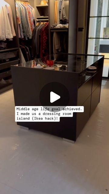 Marc Hagan-Guirey on Instagram: "I made us a dressing room island the Ikea hack way! @ikeahackersofficial" Dressing Room Design Ikea, Ikea Closet Island Hack, Closet Island Ideas Ikea Hacks, Wardrobe With Island, Diy Closet Island, Dressing Room Island, Walk In Closet Island, Dressing Island, Ikea Dressing Room