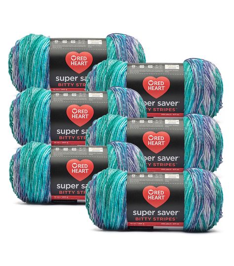 Red Heart Bitty Stripes 515yds Worsted Acrylic Yarn 6 Bundle | JOANN Red Heart Super Saver Yarn, Crochet Yarns, Super Saver, Crochet Blankets, Soft Yarn, Crochet Yarn, Acrylic Yarn, Red Heart, Crochet Blanket