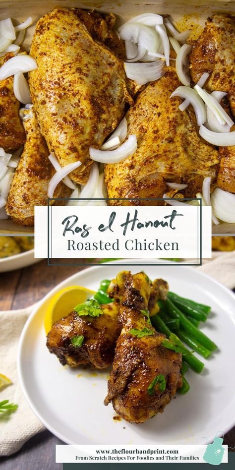 One of the best uses for Ras el Hanout is this roasted chicken dinner recipe. You can use a whole, spatchcocked chicken or 8 bone-in chicken pieces to made this moroccan spiced chicken dinner. The combination of ras el hanout seasoning with lemon juice and pomegranate molasses makes a juicy roasted chicken that’s perfect for weeknight dinner or to share with friends and family. Try this pomegranate glazed chicken and discover how much you love ras el hanout on chicken. Ras Al Hanout Recipes, Recipes With Ras El Hanout, Ras El Hanout Recipe, Ras Al Hanout, Roasted Chicken Dinner, Juicy Roasted Chicken, Moroccan Chicken Recipe, Spatchcocked Chicken, Chicken Dinner Recipe