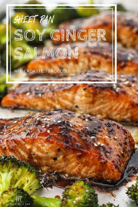 Salmon With Broccoli Recipes, Asian Salmon And Broccoli, Ginger Teriyaki Salmon, Fish With Broccoli, Ginger Sesame Salmon, Salmon With Ginger Soy Sauce, Salmon With Ginger And Garlic, Salmon Ginger Soy Honey, Soy Ginger Glaze