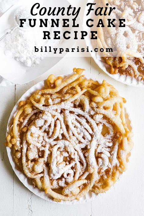 This delicious incredibly easy-to-make homemade funnel cake recipe will immediately bring back all the feels like a child from your county fair. County Fair Funnel Cake Recipe, Carnival Funnel Cake Recipe, Carnival Funnel Cake, Fair Funnel Cake Recipe, Chocolate Chess Pie Recipe, Funnel Cake Recipe Easy, Festival Of Tables, Homemade Funnel Cake, Fair Recipes