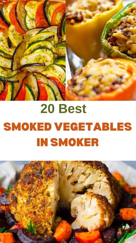 These Smoked Vegetables recipes will elevate Your Veggie Game! Discover the best wood-smoked recipes for bell peppers, zucchini, eggplant, broccoli, cauliflower and more. #smokedvegetablerecipes#smokedvegetablesinsmoker#smokedvegetarianrecipes Smoker Veggie Recipes, Veggies In Smoker, Pellet Grill Recipes Vegetables, Veggies On Smoker, Pellet Smoker Recipes Vegetables, Traeger Grill Recipes Vegetables, Smoked Vegan Recipes, Pit Boss Pellet Grill Recipes Vegetables, Smoked Vegetables Recipes