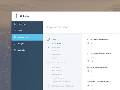 Hey everyone. Working on another client project. This sneak peek is a part of the complicated application process that our teem needed to simplify and make beautiful :) What are your thoughts on this? Dashboard Design Template, Form Ui, Ui Forms, Admin Ui, Web Dashboard, Best Ui Design, Ui Patterns, Gui Design, Real Estat