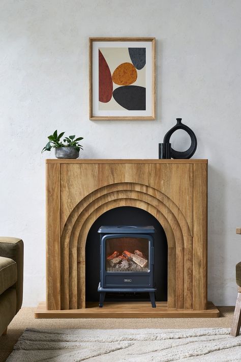 Woodburner Surround, Small Log Burner, English Fireplace, Wooden Fireplace Surround, Wood Burner Fireplace, Wood Fireplace Surrounds, Art Deco Fireplace, Fireplace Frame, Wooden Fireplace