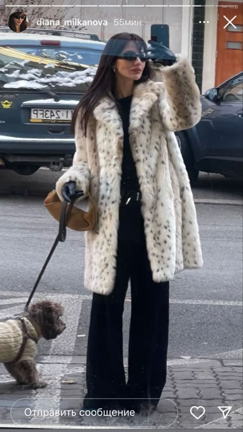 Russian Mob Wife Outfit, Russian Mob Wife Aesthetic, Black Fur Coat Outfit, Faux Fur Coat Outfit, Faux Fur Jacket Outfit, Fur Coat Aesthetic, Russian Mob, Slavic Aesthetic, Coat Aesthetic