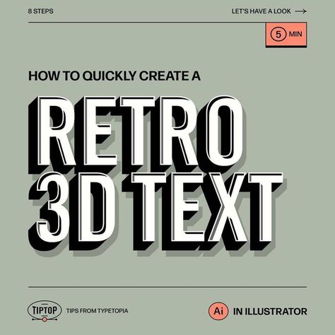 Logosix ⭐ | Logo Designer on Instagram: “HOW TO CREATE A RETRO 3D TEXT in Adobe Illustrator. 💡 Put together by @typetopia Always wanted to have a quick and easy way to create a…” Text In Illustrator, Create Typography, 3d Font, 3d Text, Learn Something New, Logo Designer, Typography Design, Put Together, Something New