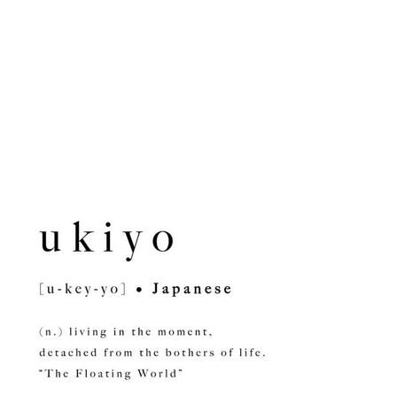 Step into the realm of "Ukiyo," where every moment is a work of art in its impermanent beauty. 🌸 This Japanese concept invites us to embrace the transient nature of life, finding solace in the present moment. Just like the gentle ebb and flow of the ocean, Ukiyo encourages us to let go of worries and live fully in the now. Incorporating Ukiyo into our lives means cherishing each passing moment, finding joy in simplicity, and savoring the beauty of imperfection. Let the essence of Ukiyo guide ... Ukiyo Aesthetic, Present Moment, Ukiyo Tattoo Word, Live And Let Live Tattoo Ideas, Japanese Nature Words, Ebb And Flow, Ukiyo-e Tattoo Style, Ukiyo Definition, Let It Flow