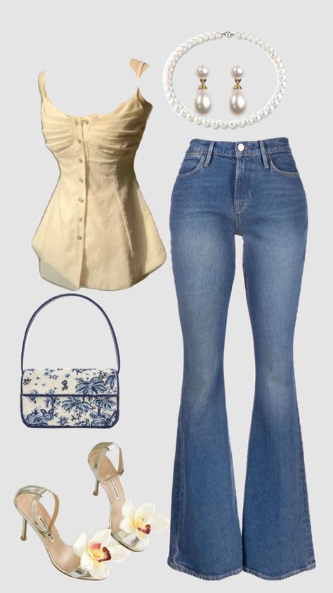 Cute summer outfits #summeraesthetic #jeans #blackpink Fashionable Jeans Outfit, Pop Outfits For Women, Cute And Girly Outfits, Fit Ideas For Summer, Canada Women Outfits, Jean And White Outfit, Summer Fits With Jeans, Latina Inspired Outfits, My Clothing Aesthetic