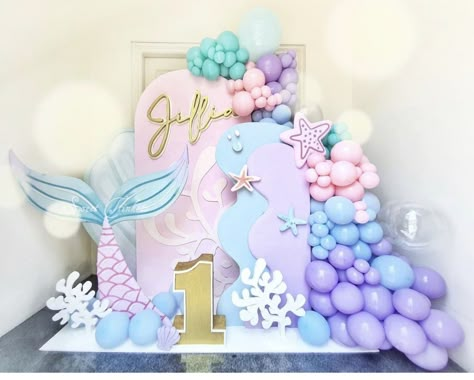 Mermaid 1st Birthday Party Decoration, Mermaid First Birthday Party, Birthday Party Paper Decorations, Mermaid Balloons, Ocean Birthday Party, 1st Birthday Girl Decorations, Mermaid Birthday Party Decorations, Mermaid Theme Birthday Party, Mermaid Birthday Cakes