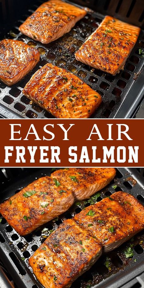 Quick, healthy, and perfectly crispy! This Easy Air Fryer Salmon is the ideal dinner for busy nights. With just a few simple ingredients, you can make juicy, flavorful salmon in no time! 🐟🍴 Perfect for meal prep, low-carb, or keto diets. #AirFryerSalmon #HealthyRecipes #QuickDinner #SalmonRecipe #AirFryerMeals #KetoDinner #MealPrep #EasyRecipes #LowCarbMeals Crispy Salmon Fillet, Air Fryer Fresh Salmon Recipes, Air Fryer Salmon And Asparagus Recipes, Salmon In Ninja Air Fryer, Best Recipe For Salmon, Airfryer Frozen Salmon, Airfry Frozen Salmon Fillet, Keto Salmon Air Fryer, Bake Salmon In Air Fryer