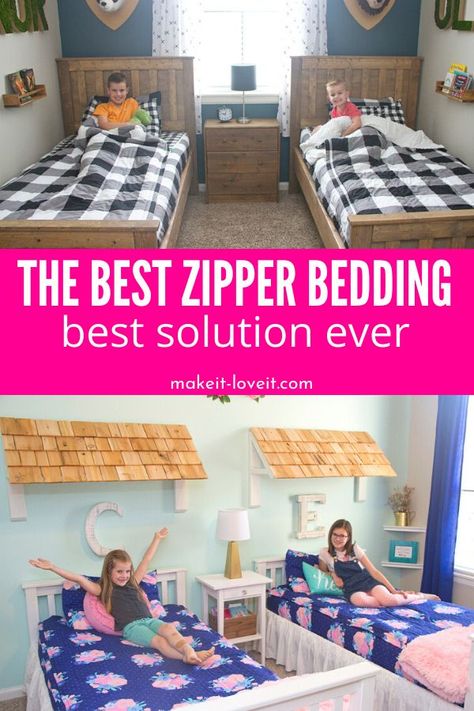 Zipper Bedding Diy How To Make, Bunk Beds Room Ideas, Zippered Bedding, Zip Up Bedding, Simple Bedding Sets, Bedding Hacks, Beddys Bedding, Travel Trailer Hacks, Simple Bedding