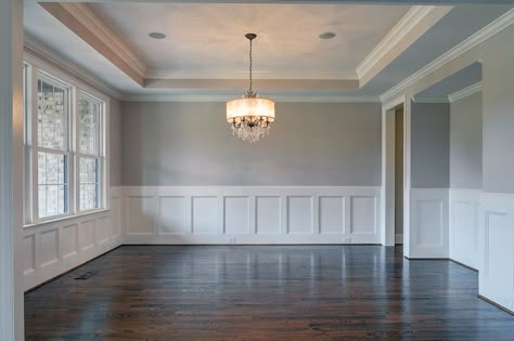 Dining Room, Judges Paneling, Tray Ceiling. Diy Judges Paneling, Tray Ceiling Dining Room Ideas, Judges Paneling Office, Double Tray Ceiling Paint Ideas, Tray Ceiling Ideas Living Room, Living Room Tray Ceiling, Chair Rail Dining Room, Dining Room Tray Ceiling, Tray Ceiling Dining Room