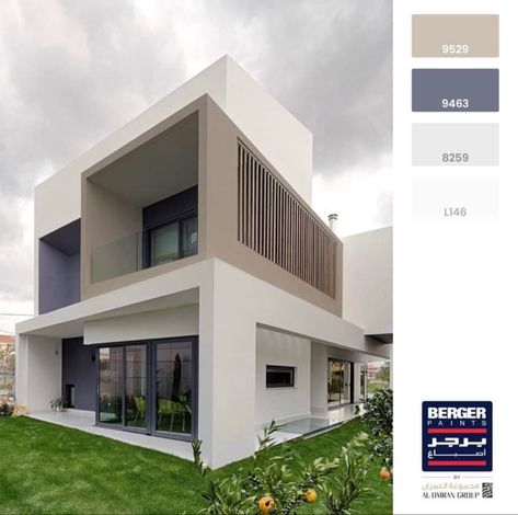 Front Wall Color Ideas, White Colour Combination For House Exterior, Colour Combinations For Exterior House, Colour Combination For Elevation, Bunglow Colour Ideas, Front Elevation Painting Ideas, Colour Combination Exterior House, Bungalow Exterior Paint Colour Schemes, Exterior Elevation Color Combination