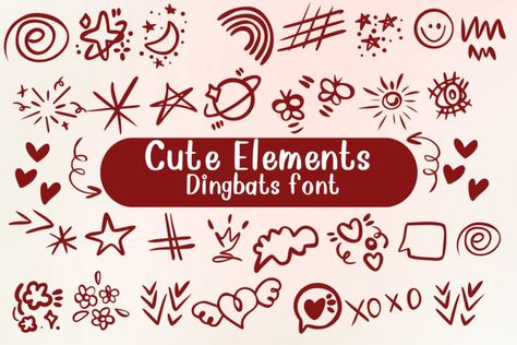 Cute Elements Font Free Dingbat Fonts, Dingbats Fonts, Dingbat Fonts, Fonts For Commercial Use, Fonts For Cricut, Fonts Creative, Font Setting, Fonts To Download, Cricut Fonts