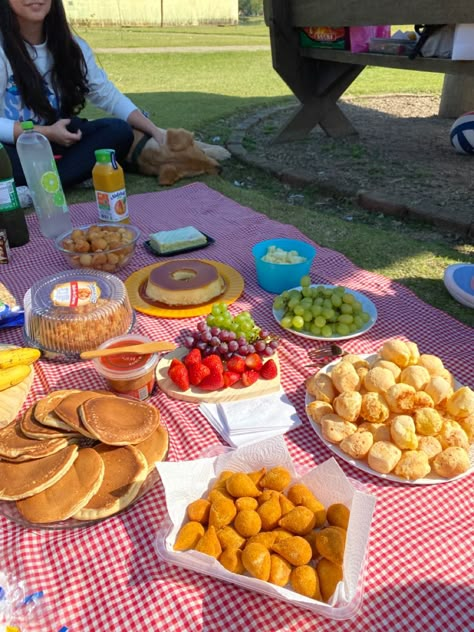 Brunch com doces e salgados no parque/piquenique Picnic Foods Aesthetic, Affordable Picnic Ideas, Fruit For Picnic, Picnic Simple Ideas, Pic Nic Food Ideas, Picnic Aesthetic Date, Small Picnic Ideas, Simple Picnic Ideas, Picnic List