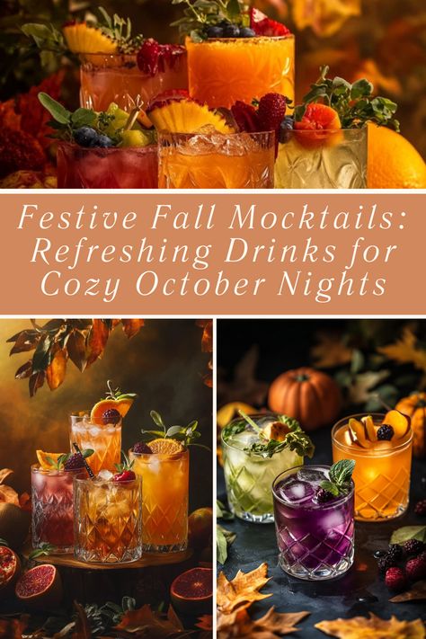 Celebrate fall with these refreshing mocktails! Bursting with seasonal flavors like pumpkin, apple, and cinnamon, these alcohol-free drinks are perfect for cozy nights in. 🍂🥂 #FallDrinks #MocktailRecipes #CozyAutumnVibes #FestiveMocktails #SeasonalFlavors Nonalcoholic Fall Cocktails, Fall Punch Mocktail, Pumpkin Mocktail Recipe, Hot Fall Drinks Nonalcoholic, Fall Drink Recipes Nonalcoholic, Fall Mocktails Non Alcoholic Easy, Mocktails For Fall, Fall Non Alcoholic Drinks, Fall Mocktail Non Alcoholic