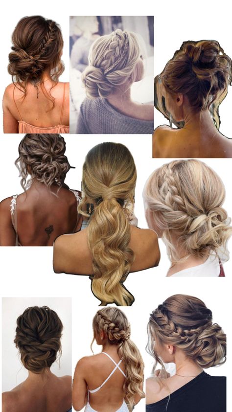 Hoco updos Hoco Brunette Hairstyles, Hair Up Hoco Hairstyles, Prom Hairstyles Updos Medium Length, Hairstyles For Dances Homecoming, High Neck Hairstyles, Hairstyles For Occasions, Hoco Updos, Homecoming Updos, Easy Chignon