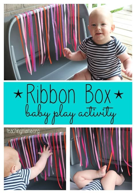 Ribbon Box – Baby Play Activity (scheduled via http://www.tailwindapp.com?utm_source=pinterest&utm_medium=twpin&utm_content=post89764237&utm_campaign=scheduler_attribution) Perlengkapan Bayi Diy, Infant Classroom, Infant Room, Activities For Babies, Baby Sensory Play, Ribbon Box, Play Activity, Baby Play Activities, Baby Learning Activities