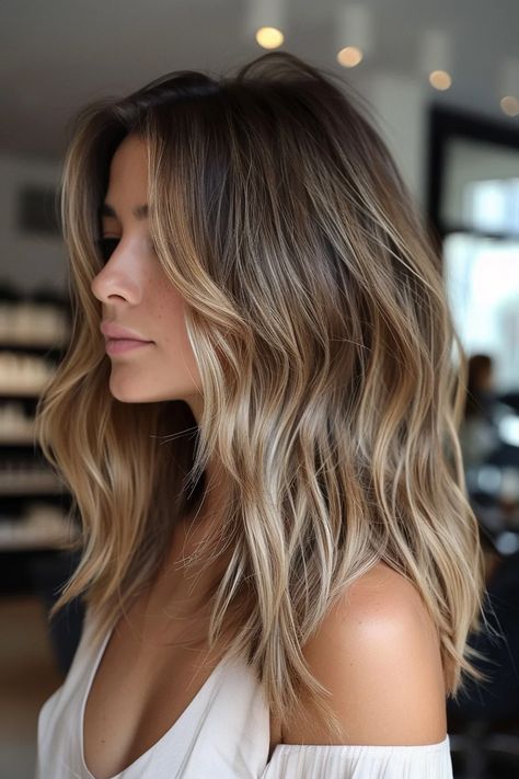 53 Low Maintenance Brunette Balayage Hairstyles That Will Save You Time and Money Medium Length Bronde Hairstyles, Brookie Hair Color, Bronde Balayage Winter, Transition To Natural Hair Color, Moonlight Highlights Hair, Winter Blonde Balayage Brunettes, Shawn Johnson Hair, Brown Hair To Blonde Balayage, California Brunette Hair Balayage